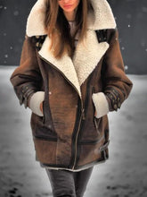 Load image into Gallery viewer, Women Winter Warm Fluffy Coat Faux Leather Jacket