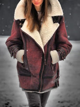Load image into Gallery viewer, Women Winter Warm Fluffy Coat Faux Leather Jacket