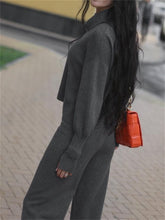 Load image into Gallery viewer, High Collar Solid Color Comfortable Women'S Knitted Suit