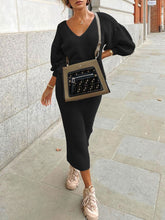 Load image into Gallery viewer, Casual Solid Color V-Neck Knitted Loose Two-Piece Suit