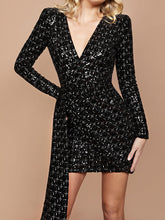 Load image into Gallery viewer, Sexy Elegant V-Neck Long Sleeve Mini Evening Dress