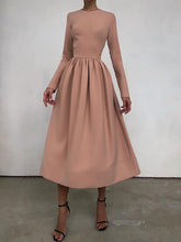 Load image into Gallery viewer, Fashion And Elegant Solid Color High Waist Midi Dress