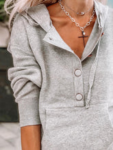 Load image into Gallery viewer, Knitted Hooded Buttons Pocket Top Two-Piece Suit