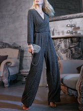 Load image into Gallery viewer, Fashion V-neck Long Sleeve High Waist Jumpsuit