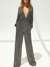 Load image into Gallery viewer, Sexy Deep V-neck Fashion High Waist Loose Jumpsuit