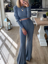 Load image into Gallery viewer, Fashion Casual Long Sleeve Loose Knit Two-Piece Suit