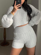 Load image into Gallery viewer, Cozy Plush Crop Top Two-Piece Suit