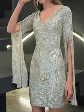 Load image into Gallery viewer, Fashion V-Neck Sequin Elegant Evening Dress