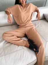 Load image into Gallery viewer, Solid Color V-neck Shirt Collar Loose Casual Two-piece Suit