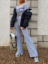 Load image into Gallery viewer, Sexy V-neck Drawstring Top Loose Trousers Casual Two-piece Suit