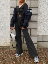 Load image into Gallery viewer, Sexy V-neck Drawstring Top Loose Trousers Casual Two-piece Suit