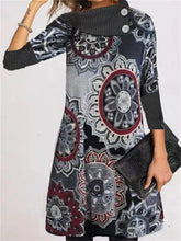 Load image into Gallery viewer, Retro Print Women'S Long Sleeve Casual Dress