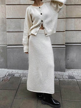 Load image into Gallery viewer, Women'S Fashion Casual Round Neck Button Top Long Skirt Suit