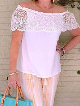 Load image into Gallery viewer, Women'S Casual Off-Shoulder Lace Top Printed Trousers Suit