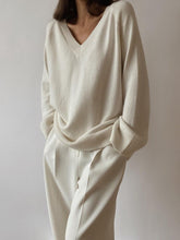 Load image into Gallery viewer, Fashion Loose Long Sleeve V-Neck Casual Two-Piece Suit