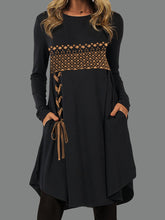 Load image into Gallery viewer, Casual Printing Drawstring Long Sleeve Dress