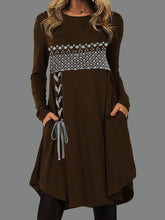 Load image into Gallery viewer, Casual Printing Drawstring Long Sleeve Dress