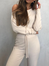 Load image into Gallery viewer, Casual Round Neck Long Sleeve Solid Color Comfortable Two-piece Suit