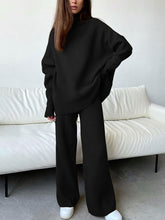 Load image into Gallery viewer, Bat Sleeve High Neck Loose Knit Two-Piece Suit