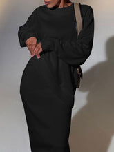 Load image into Gallery viewer, Casual Knitted Round Neck Loose Solid Color Two-Piece Suit
