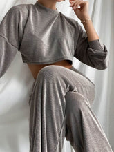 Load image into Gallery viewer, Comfortable Leisure Long Sleeve Round Neck Knit Suit