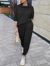 Load image into Gallery viewer, Casual Knitted Middle Sleeve Hooded Loose Two-Piece Suit