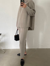 Load image into Gallery viewer, Fashion Loose Lapel Long Sleeve Knitted Casual Two-Piece Suit
