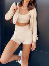 Load image into Gallery viewer, Lantern Sleeve Cardigan Knitted Vest Three-Piece Suit