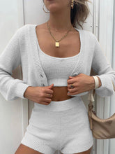 Load image into Gallery viewer, Lantern Sleeve Cardigan Knitted Vest Three-Piece Suit