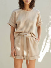 Load image into Gallery viewer, Solid Round Neck Shorts Two-Piece Suit