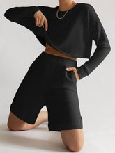 Load image into Gallery viewer, Casual Solid Color Long Sleeve Shorts Fashion Two-Piece Suit