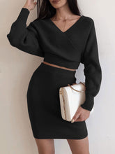 Load image into Gallery viewer, Fashion Long-Sleeved V-Neck Knitted Casual Two-Piece Suit