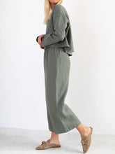 Load image into Gallery viewer, Casual Long Sleeve Round Neck Wide Leg Loose Two-Piece Suit