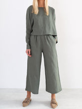 Load image into Gallery viewer, Casual Long Sleeve Round Neck Wide Leg Loose Two-Piece Suit