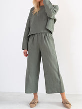 Load image into Gallery viewer, Casual Long Sleeve Round Neck Wide Leg Loose Two-Piece Suit