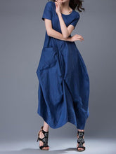 Load image into Gallery viewer, Fashion Loose Round Neck Short Sleeve Maxi Dress