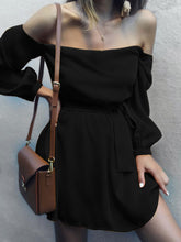 Load image into Gallery viewer, Casual Solid Color One-Shoulder Long Sleeve Dress