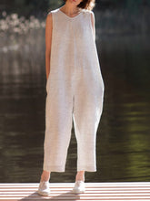 Load image into Gallery viewer, Women's Sleeveless Loose Striped Jumpsuit