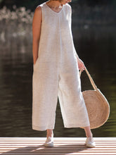 Load image into Gallery viewer, Women's Sleeveless Loose Striped Jumpsuit