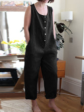 Load image into Gallery viewer, Sleeveless Pure Color Button Jumpsuit for Women