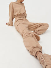 Load image into Gallery viewer, Women Elastic Waist Crop Top Casual Pant Two Piece Set