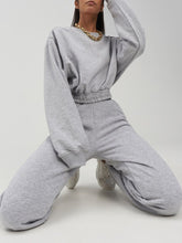 Load image into Gallery viewer, Women Elastic Waist Crop Top Casual Pant Two Piece Set