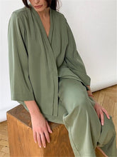 Load image into Gallery viewer, Casual Solid Color Long Sleeve V-neck Loose Two-piece Suit