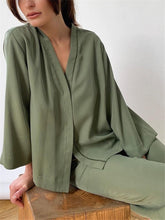Load image into Gallery viewer, Casual Solid Color Long Sleeve V-neck Loose Two-piece Suit