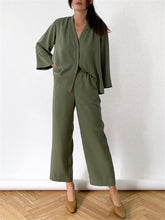 Load image into Gallery viewer, Casual Solid Color Long Sleeve V-neck Loose Two-piece Suit