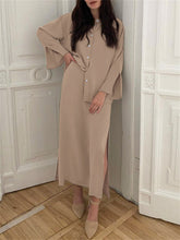 Load image into Gallery viewer, Fashion Loose Long Sleeve Shirt Split Skirt Two-piece Suit