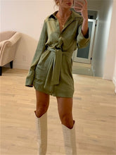Load image into Gallery viewer, Fashion Casual Long Sleeve Lapel Shirt Dress