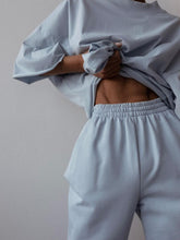 Load image into Gallery viewer, Pure Color Casual Round Neck Loose Two-piece Suit