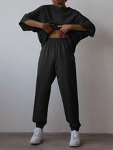 Load image into Gallery viewer, Pure Color Casual Round Neck Loose Two-piece Suit