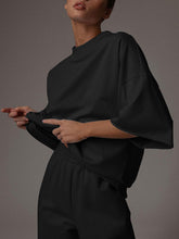 Load image into Gallery viewer, Pure Color Casual Round Neck Loose Two-piece Suit